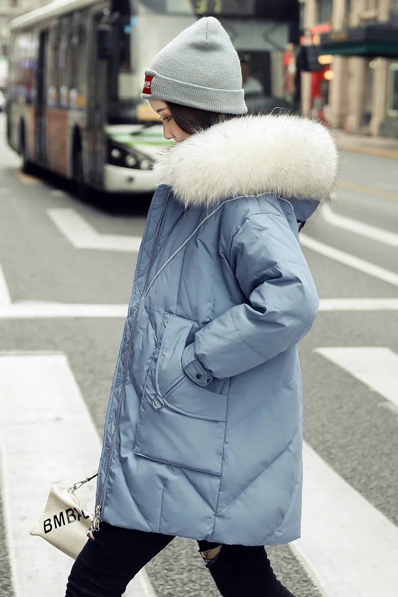 Куртки-пуховики для женщин коллекция 2019 года длинное утепленное Свободное