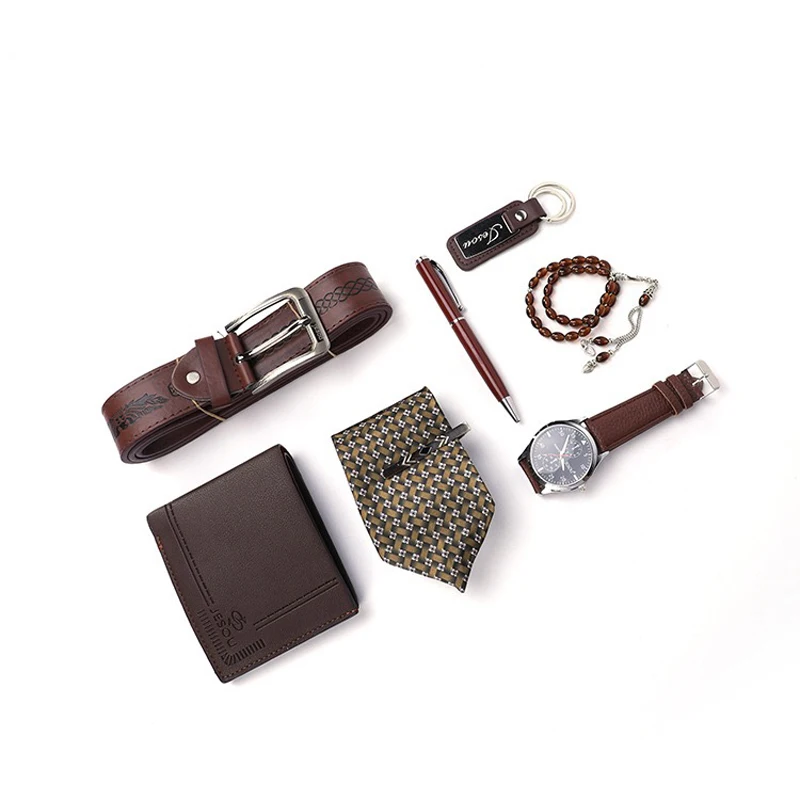 7 шт./набор мужские часы с браслетом и ремешком|Кварцевые часы| |