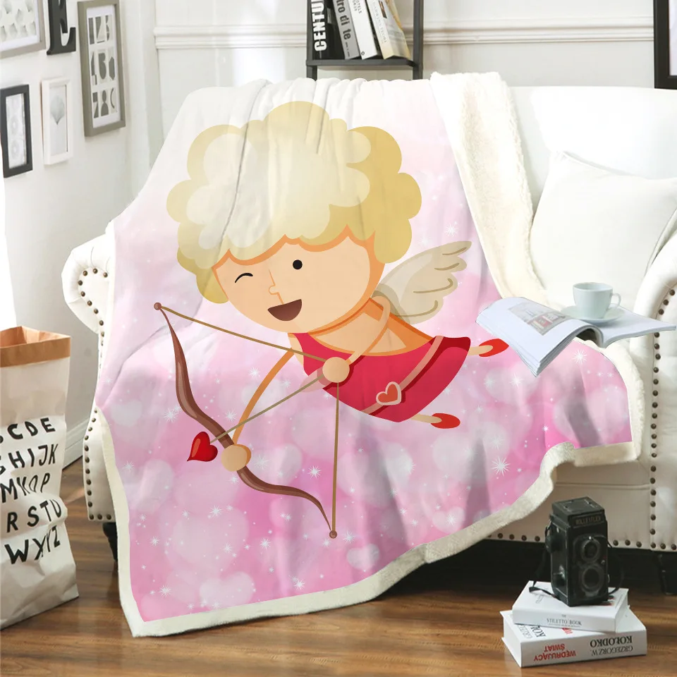 

Cupid Love Baby 3D Printed Sherpa Blanket Couch Quilt Cover Travel Bedding Outlet Velvet Plush Throw Fleece Blanket Bedspread 07