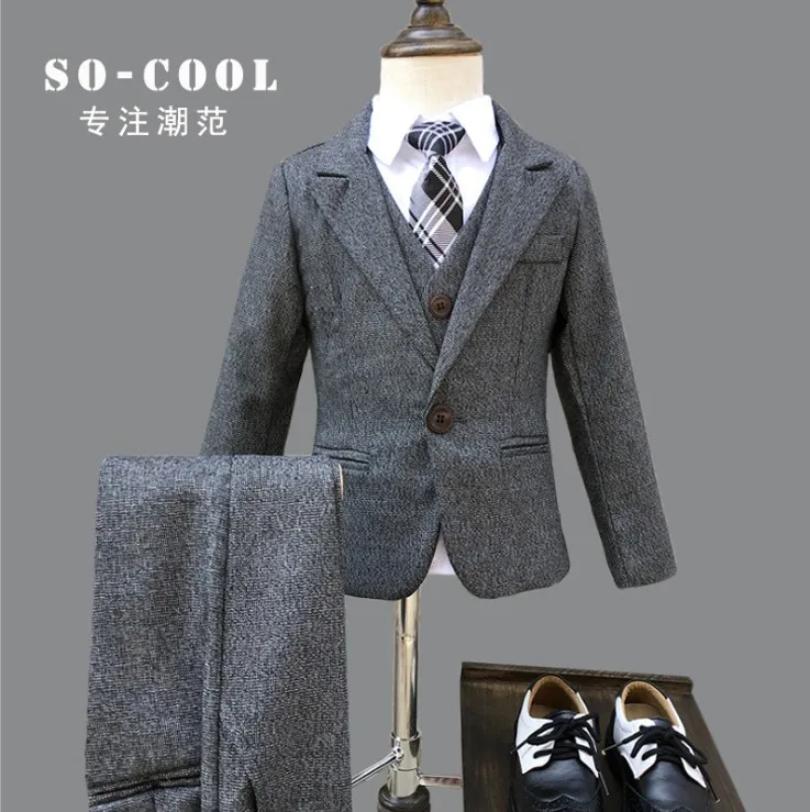 

New 2020 Autumn Boys Suits for Wedding Gentleman Boys Dresses Suit blazer+Vest+Pant Clothing Sets 3pcs Children Costume