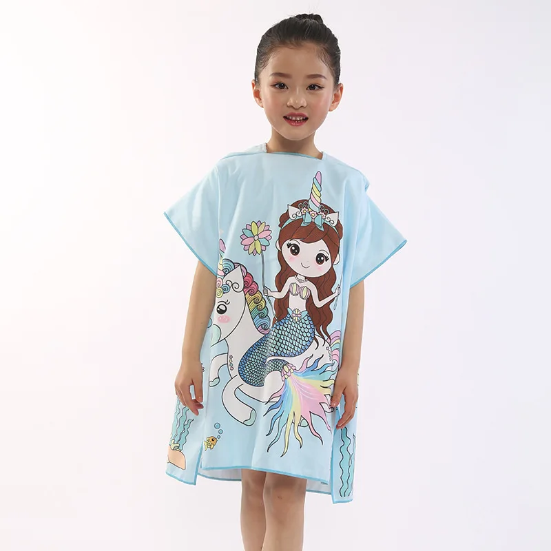 Новое Детское банное полотенце с капюшоном русалки пляжное из микрофибры для