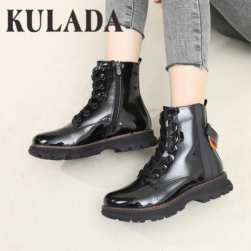 KULADA/ботильоны в байкерском стиле Стильные осенние ботинки на низком каблуке