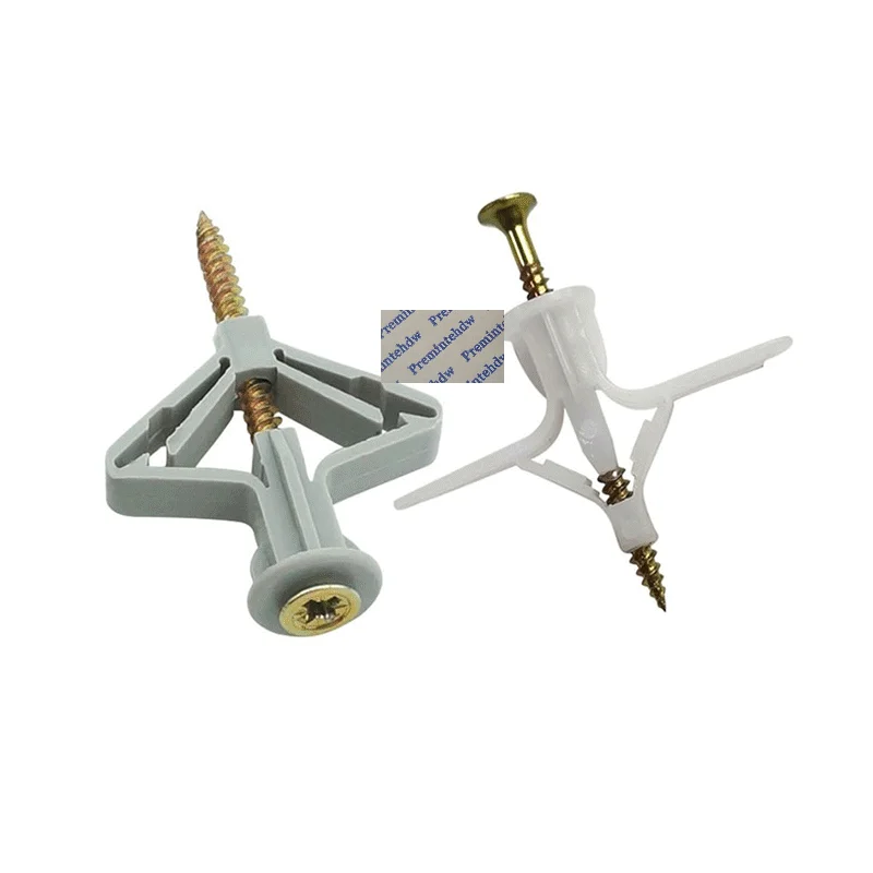 50 шт./лот пластиковый расширительный анкер с винтами гипсокартон настенный