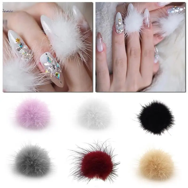 

Cute 1Pcs Pompoms Plush Ball 3D Nail Art Decorations Detachable Magnetic Fluffy Jewelry Manicure Fashion Accessories