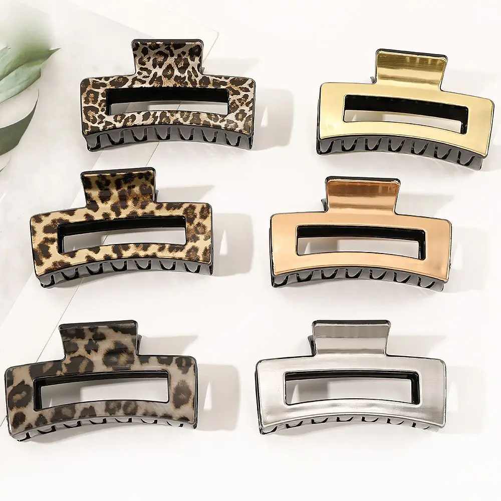 

Заколка для волос с леопардовым принтом женская, простой зажим для волос в ретро-стиле, заколка-краб из смолы, большие аксессуары для волос
