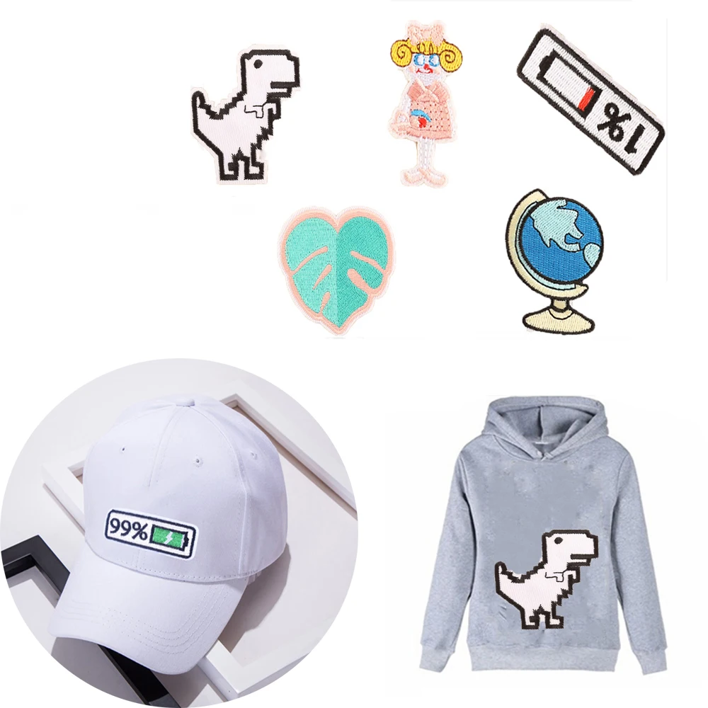 1 шт. нашивки значки с вышивкой динозавра дизайн батареи аппликация швейная