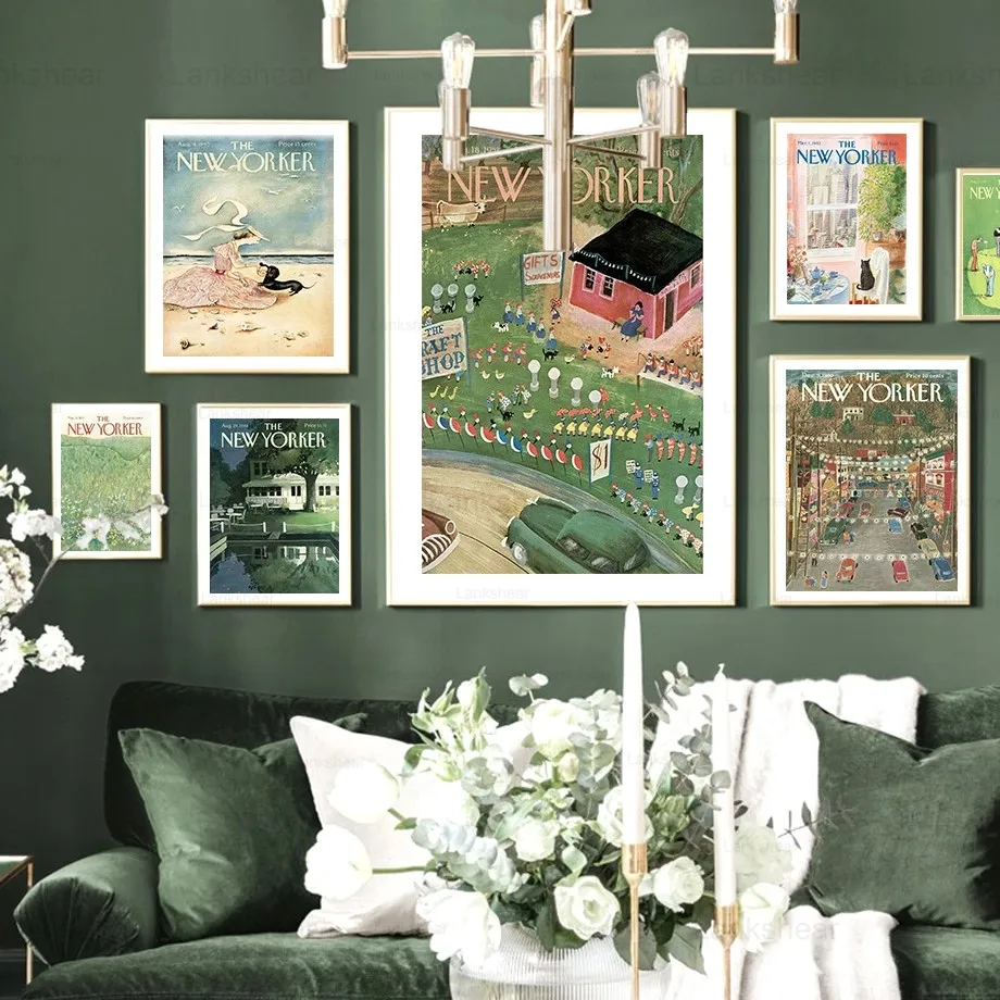 

Canvas Painting The New Yorker Vintage Illustrator Landscape Wall Art Nordic Posters and Prints Wall Pictures Kids Room Unframe