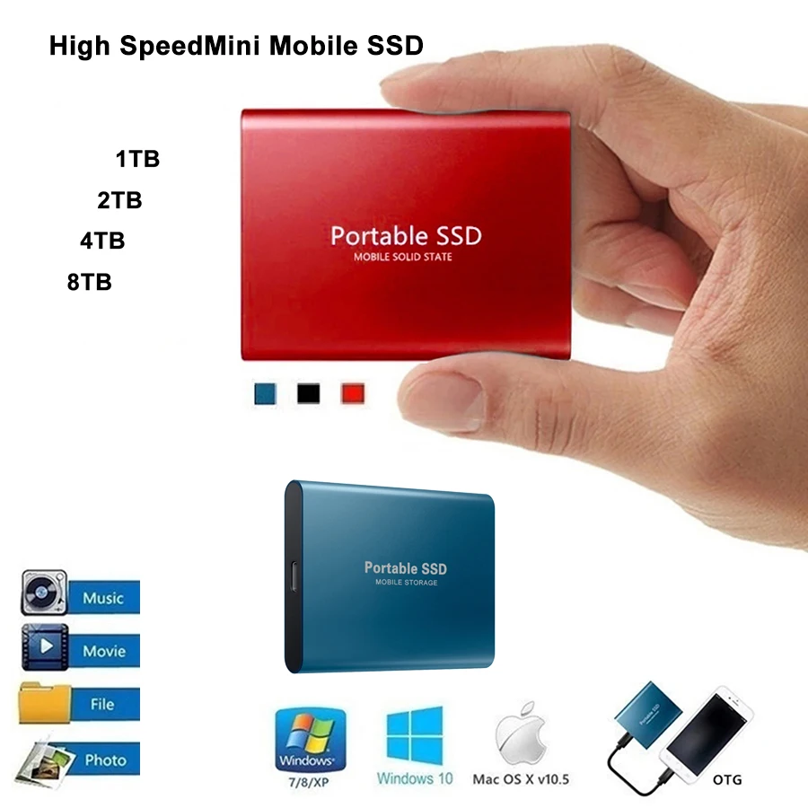 

Портативный внешний SSD-накопитель, 8 ТБ, 500 ГБ, 4 ТБ, USB 3,1