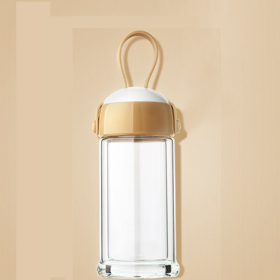 

Colored Cute Double Wall Glass Creative Safe Tea Clear Drinking Glasses Cups Lid Calice Glassware Bottles Glass Products W