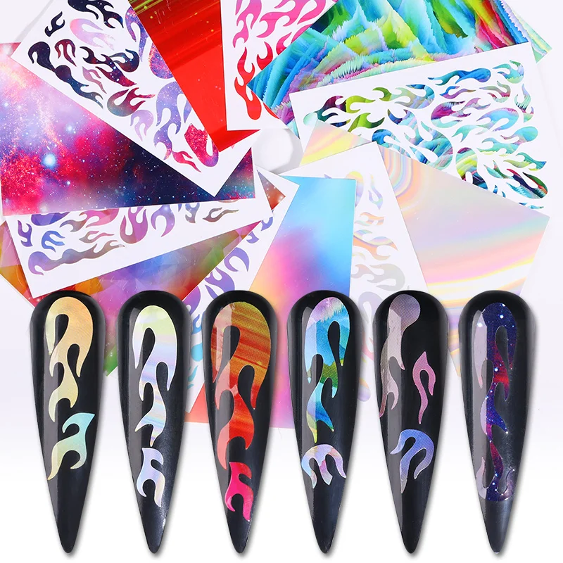 1 лист стикеров для ногтей цветные наклейки с разноцветными узорами 3D дизайна