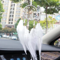 1pcs lucky dream catcher feather car pendant home bedroom wall hanging car mirror ornaments decoration car accessories for girls