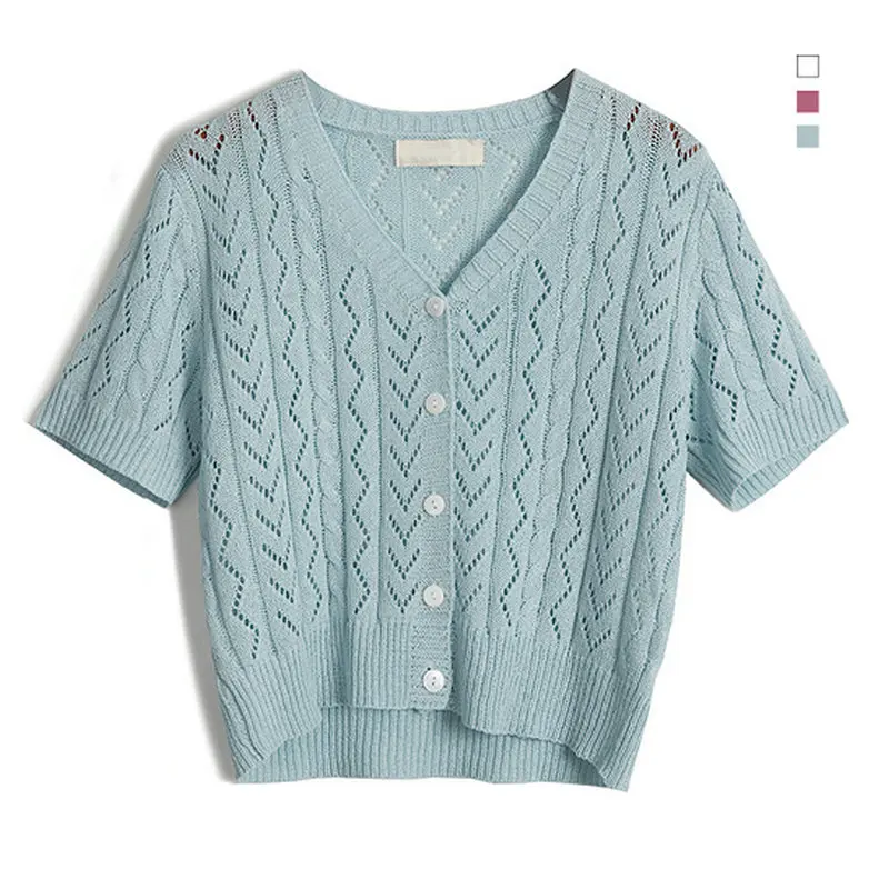 

Женский тонкий трикотажный кардиган, повседневный однотонный облегающий кардиган с высокой талией, V-образным вырезом и полосками, верхняя ...