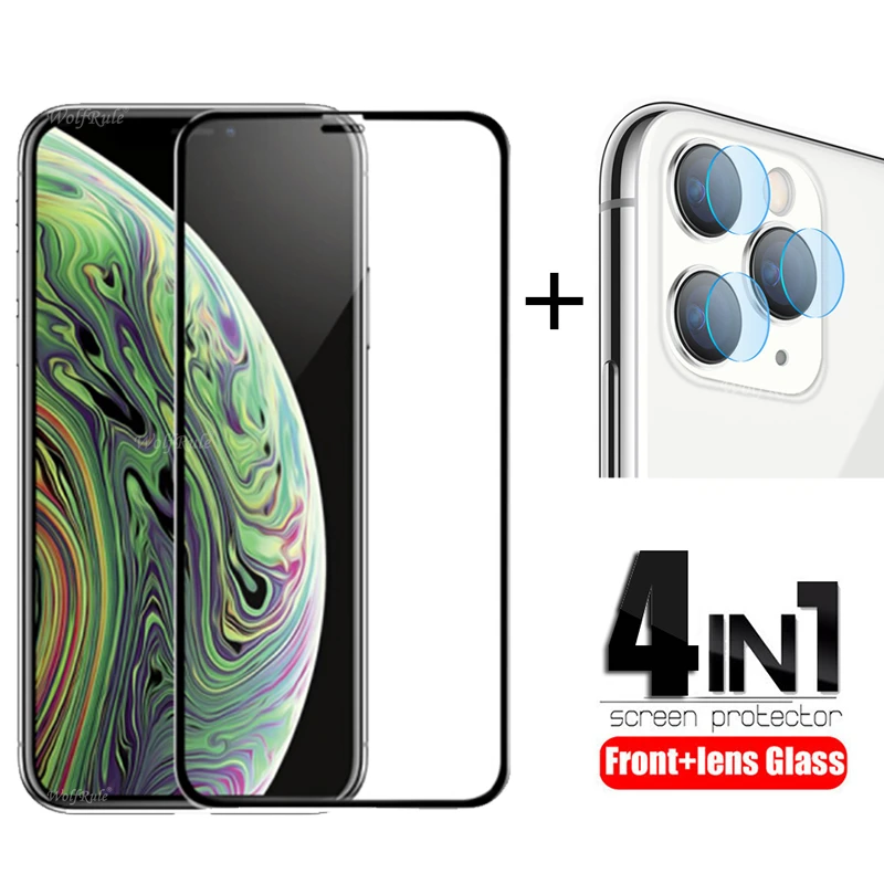 4 в 1 для iPhone 12 Pro Max стекло Full Flim протектор экрана iphone 6 7 8 Plus SE 2 Mini Glass|Защитные