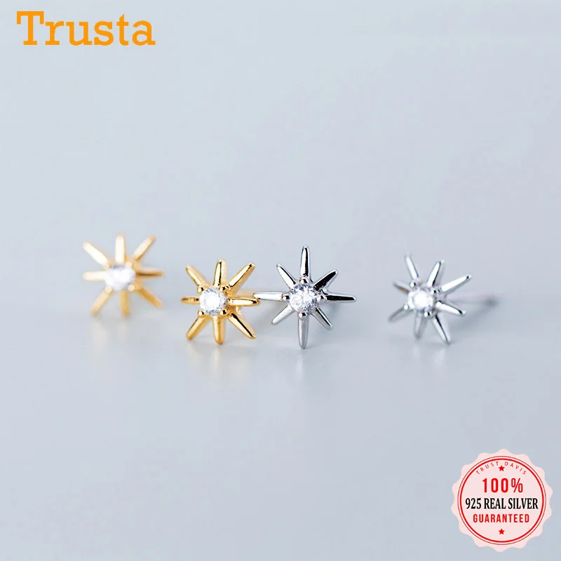 Женские серьги-гвоздики из 100% серебра Trusta серьги в виде звезд и лучей ювелирное