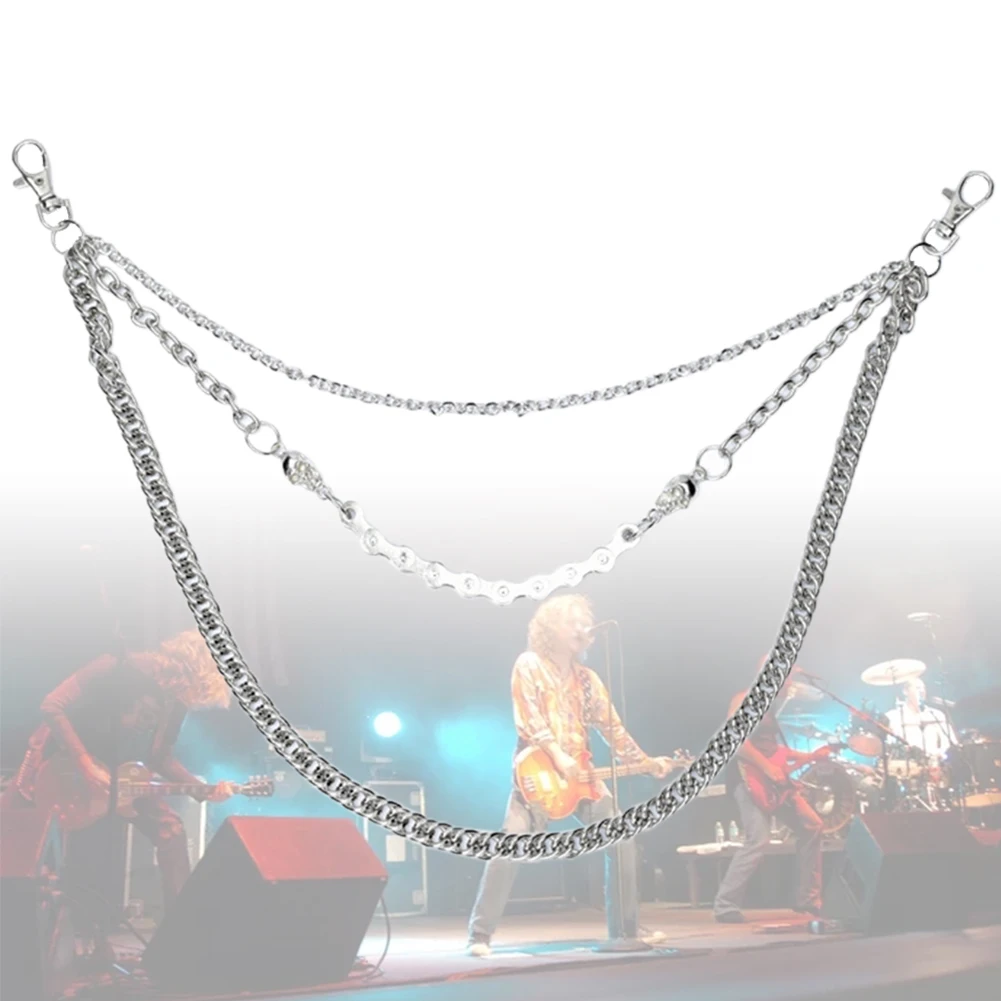 Мужские 3 слоя рок Брюки Панк DIY Череп крутые брюки с металлической цепью цепь