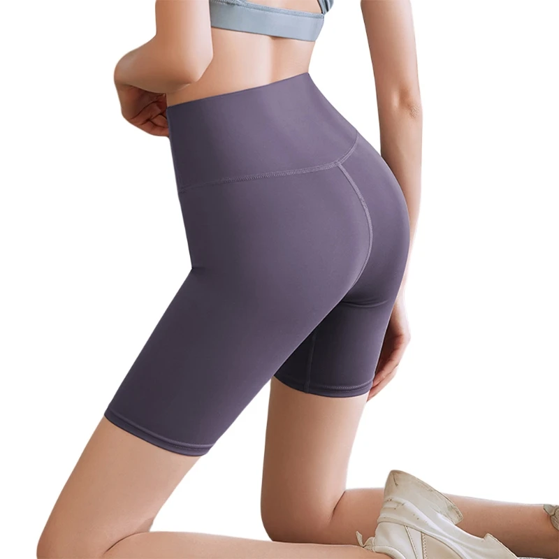 

Women High Waist Workout Biker Shorts Tummy Control Butt Lifting Yoga Short Pants Solid Color Athletic Running Fitness Gym