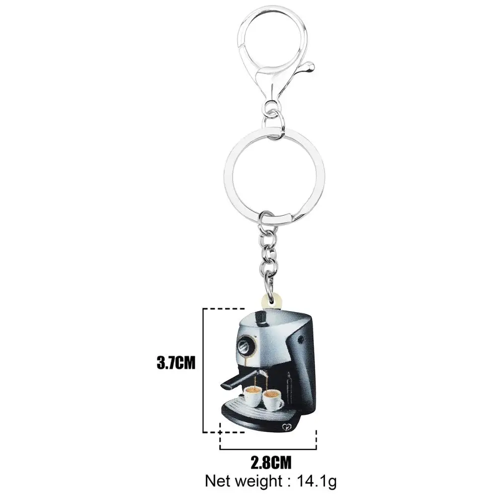 Bonsny Acrylic Coffee Machine Cup Key Chains Rings Jewelry Bag Car Purse Decoration Keychains For Women Girl Teen Men Charm Gift