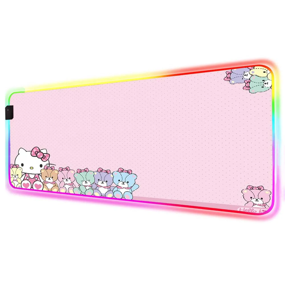 Mairuige Large Mouse Pad Cute Cat LED Mouse Pad RGB Luminous Anime XXL Computer Gamer Desk Pad Custom Carpet Mouse Pad Desk Mat custom original night and cat nature series mouse pad