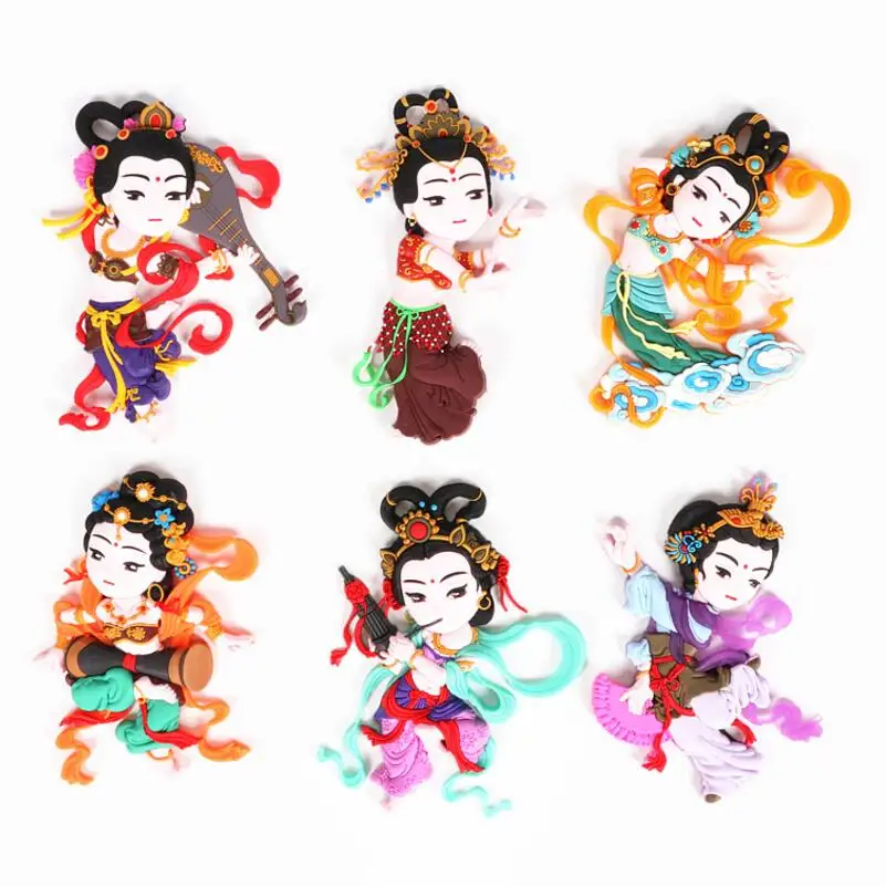 

3D магниты на холодильник с китайскими классическими персонажами для девочек, сувениры для путешествий по миру, магнитная наклейка на холод...