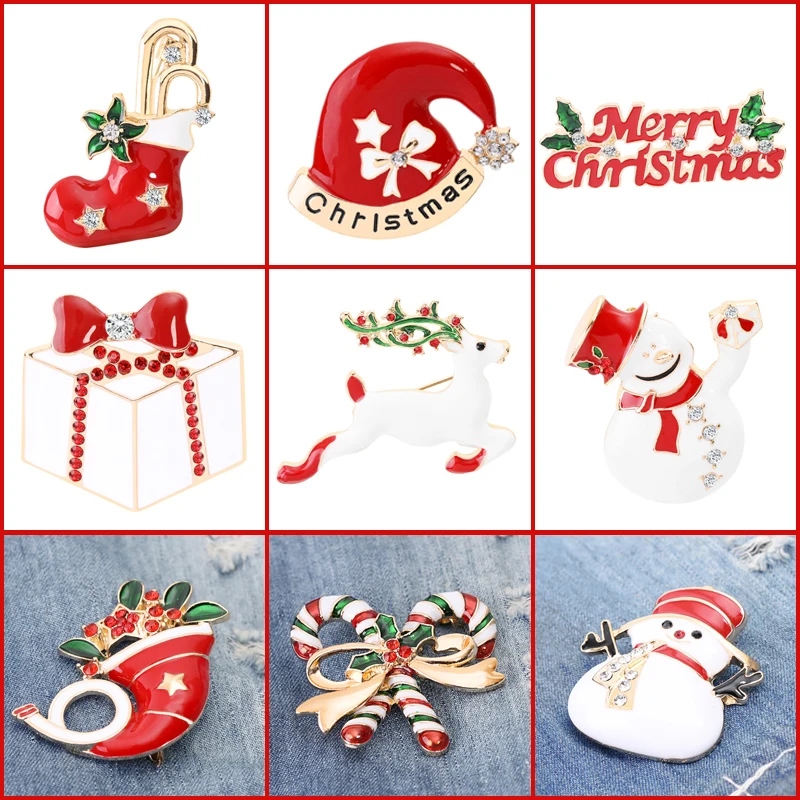 Рождественская капельная масляная брошь Санта Клаус носки Снеговик