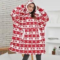 deer print hoodie sweatshirt women fleece christmas oversized hoodies giant tv blanket with sleeves loose pullover xmas gifts