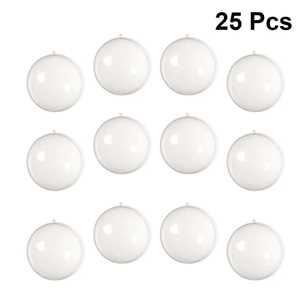 

25pcs 8cm Christmas Hanging Empty Transparent Hollow Fillable Hanging Clear Balls Christmas Tree Hanging Ornaments