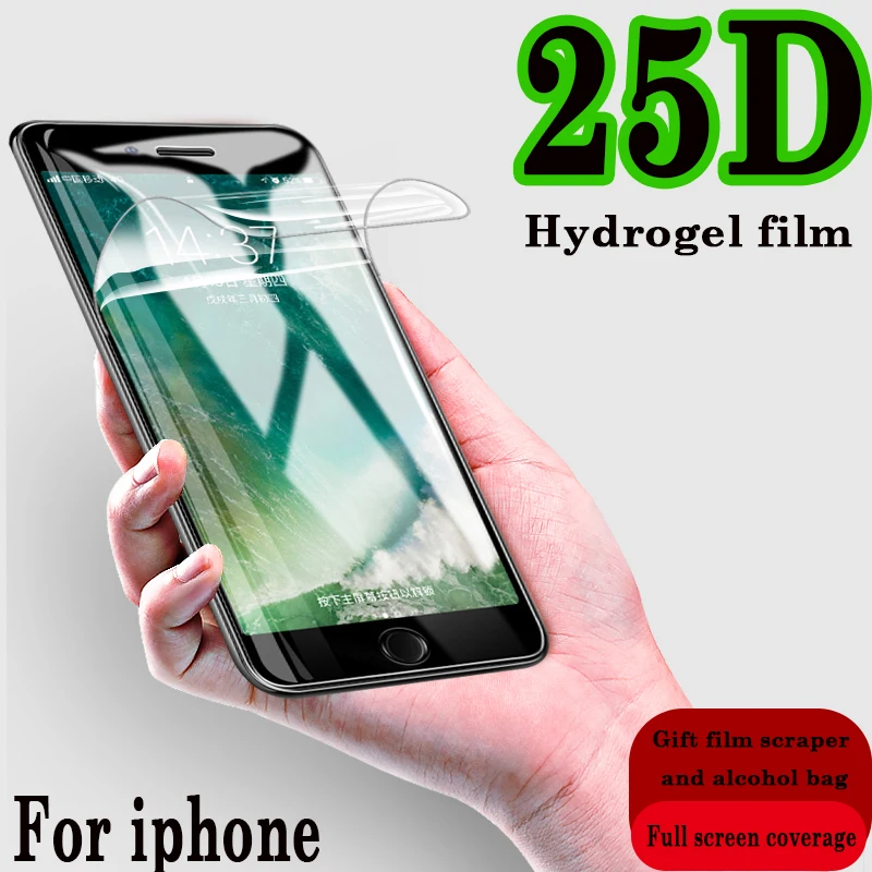 Мягкая Гидрогелевая пленка 25D для iphone 7 8 Plus X 10 Защита экрана XS MAX XR 6 6S полное