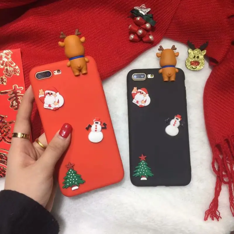 Мягкие Мультяшные из ТПУ 3D Лось задний фон с веселой рождественской елкой