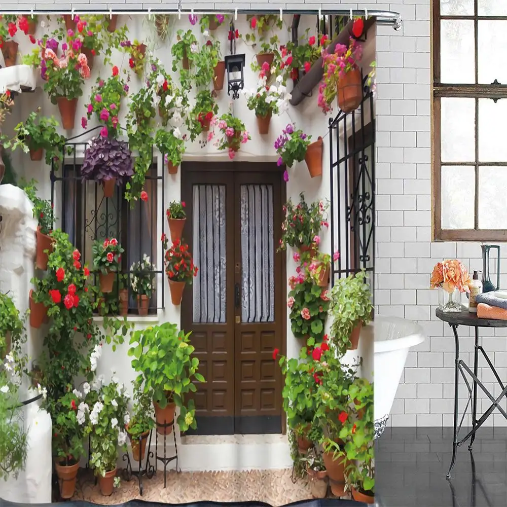 Итальянский Декор занавеска для душа старый двор в Риме Италия кафе стулья