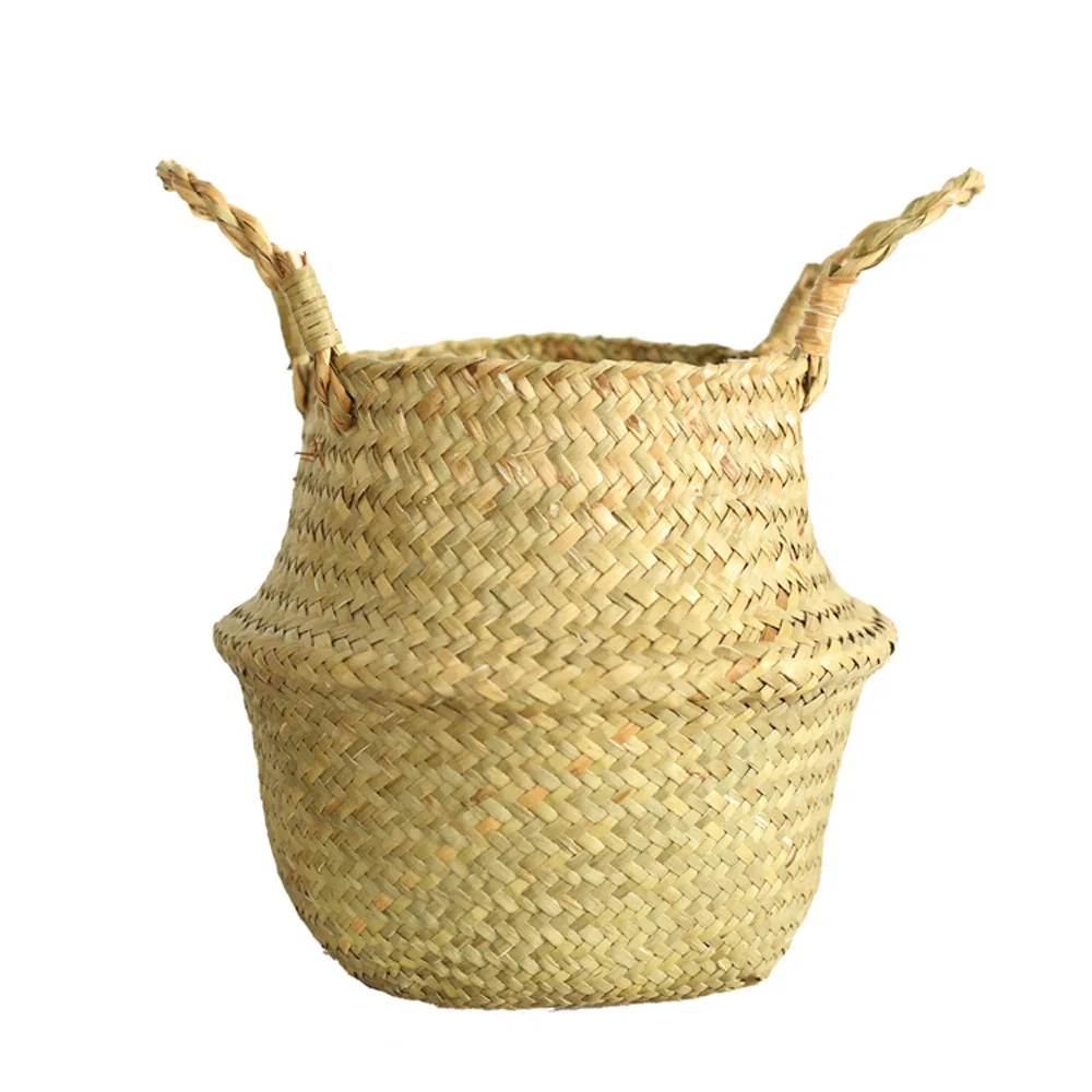 

Flower Storage Baskets Home Decoration Accessories Pot Folding Basket Seagrass Wicker Basket Kawaii Room Decor Dropshipping