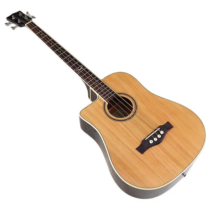 

left hand 4 strings guitar electric acoustic bass guitar natural color nylon string wood bass gutiar 43 inch cutaway high gloss