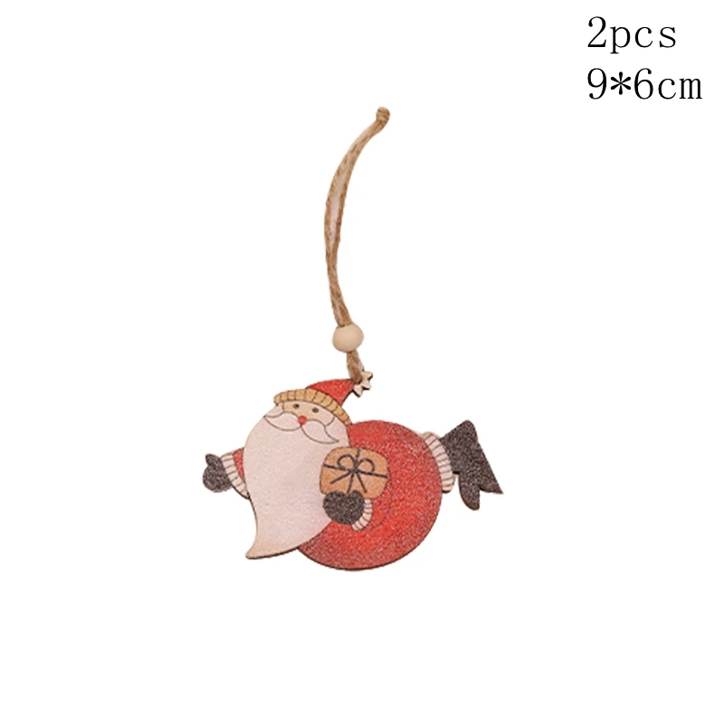 2pcs B03 Рождественские украшения, деревянные подвески, новогодние Подвесные Подарки, украшение на елку, сделай сам, дерево, ремесло, для дома, свадьбы, Navidad, Декор - Цвет: 2pcs B03