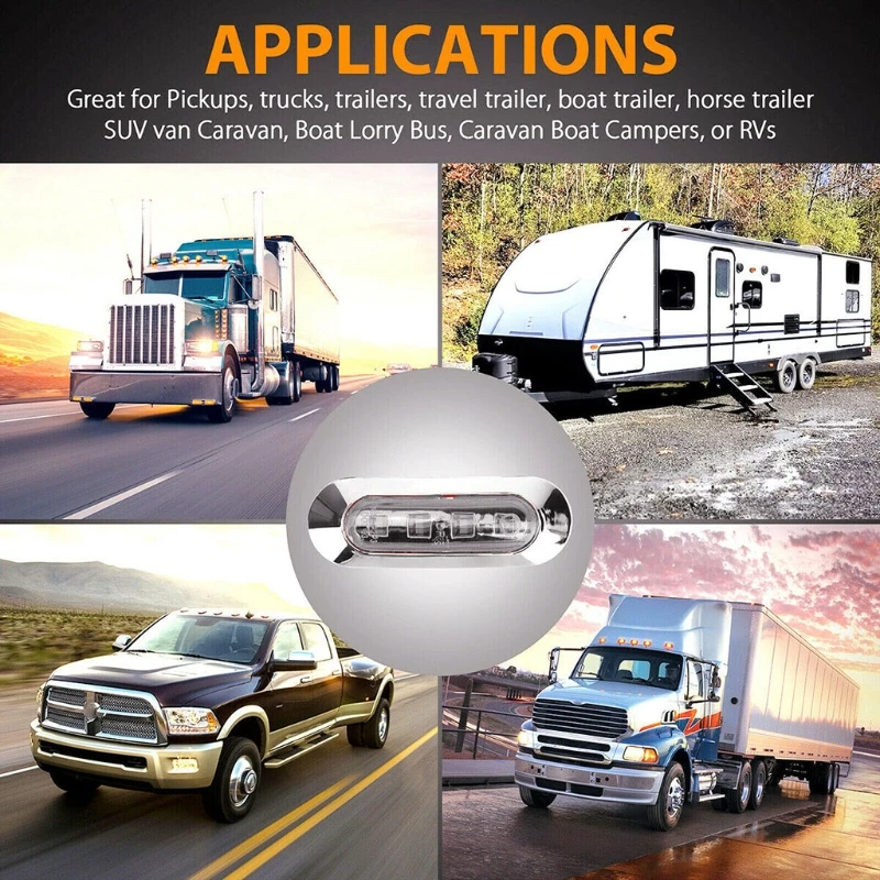 

10-30V Vehicle LED Lights Trailer Side Caution Lamp Bright 4 LED Lamp Replacement Suitable for Safety Driving at Night