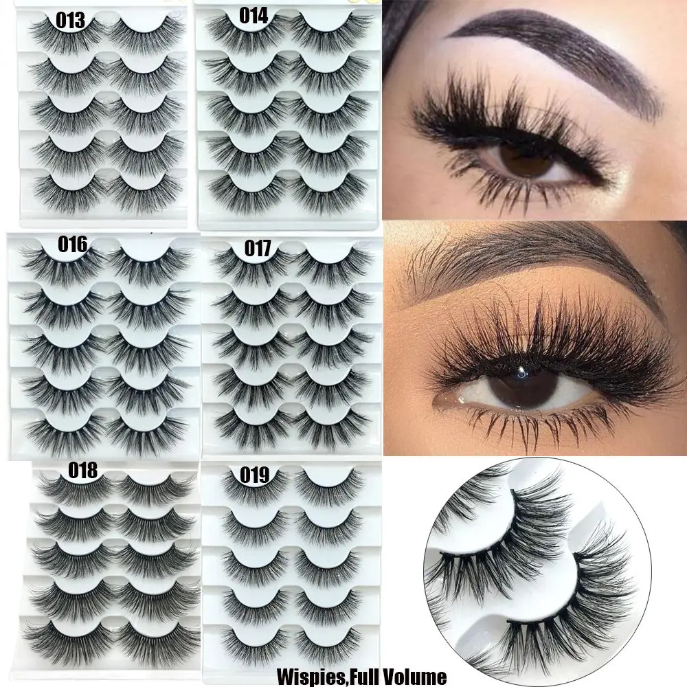 

SKONHED 5 Pairs 6D Faux Mink Hair False Eyelashes Natural Long Wispies Lashes Handmade Cruelty-free Criss-cross