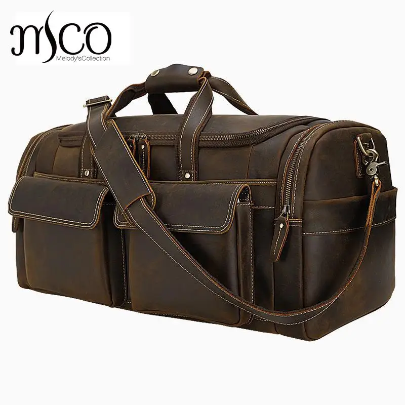 

Новая Дизайнерская Дорожная сумка из натуральной кожи Crazy Horse, кожаная спортивная сумка для мужчин, мужской Дорожный чемодан, дорожная делов...