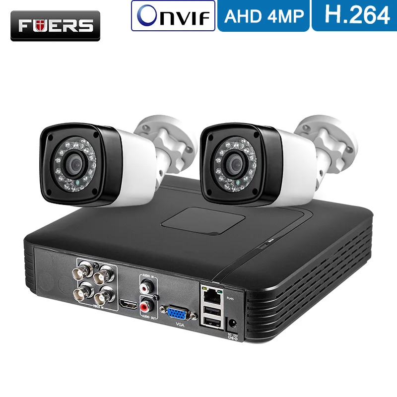 FUERS 4CH DVR комплект камер видеонаблюдения Система безопасности 1520P IR-CUT Открытый