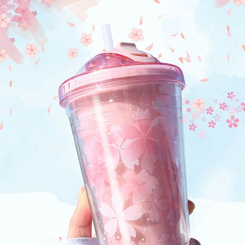 Creative Plastic Water Cup Tumbler With Lid And Straw Insulated Double Wall Reusable Leakproof Travel |