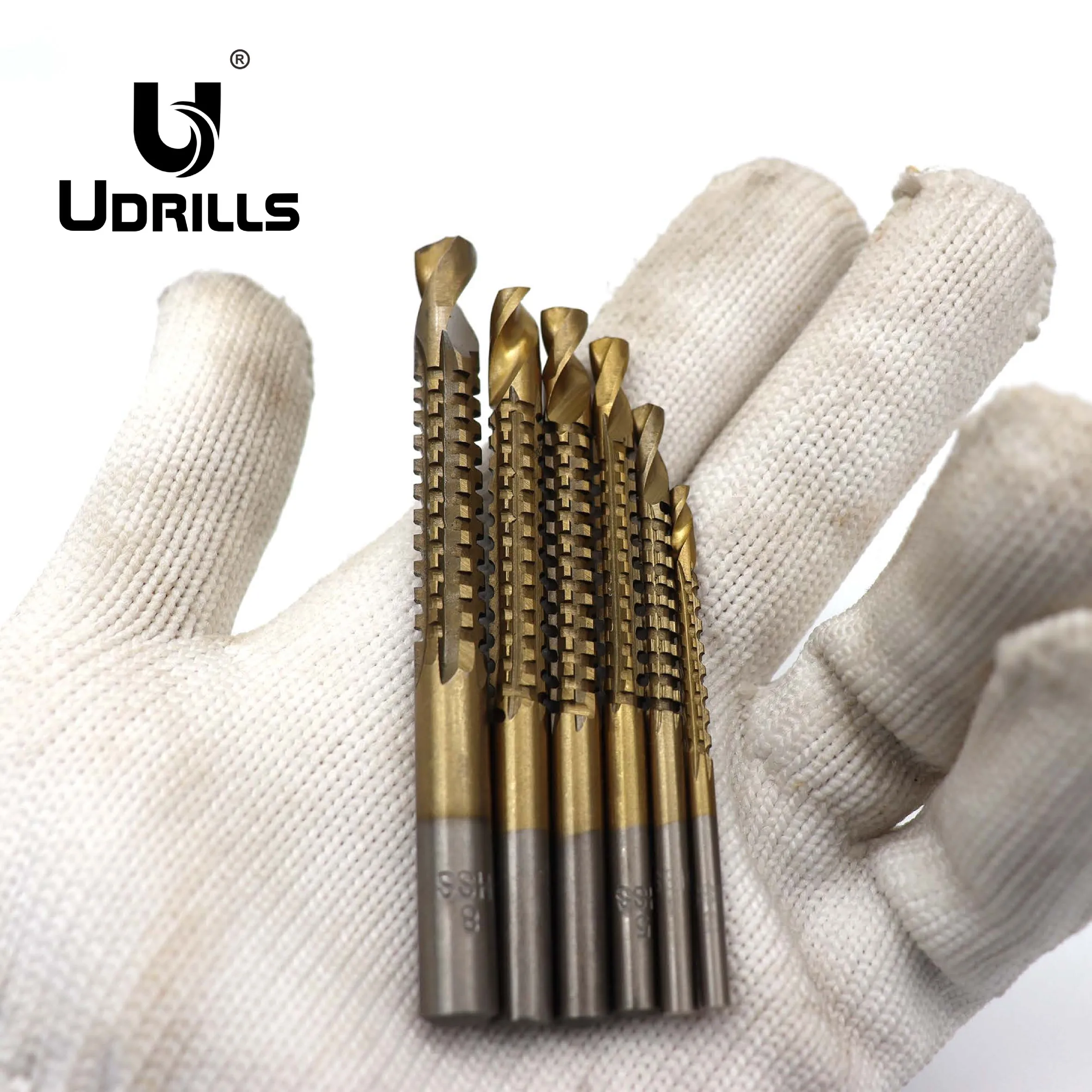 

6 Pcs HSS Drill Bit Set Composite Tap Twist Drill Bit Set Spiral Screw Metric Serrated twist drill for Cutting Drilling