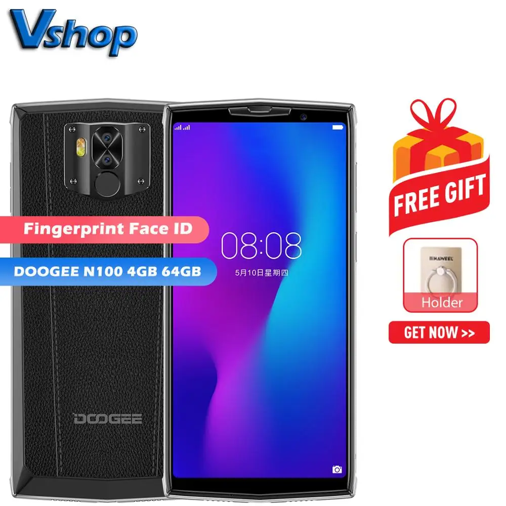 DOOGEE N100 4 Гб + 64 ГБ мобильный телефон идентификация лица и отпечатков пальцев 10000