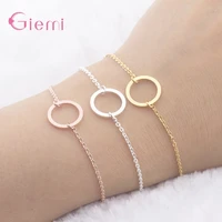 925 sterling silver link chain circle bracelets for women fashion jewelry round ring pendant charm fashion jewelry