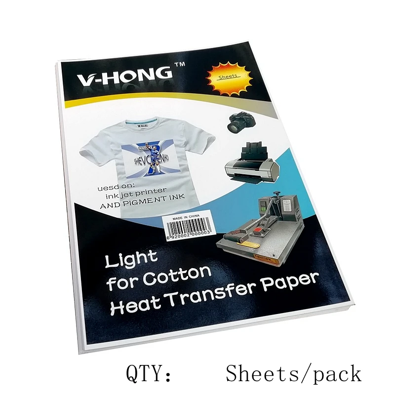 5 шт V HONG ткань хлопок струйный Бумага сублимационная футболка 8 3x11 7 Inch белый Цвет
