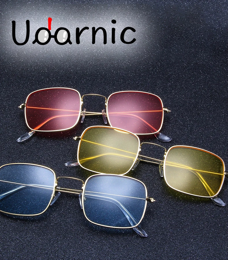 Солнцезащитные очки многоцветный красный золотой свет квадратная оправа Ретро