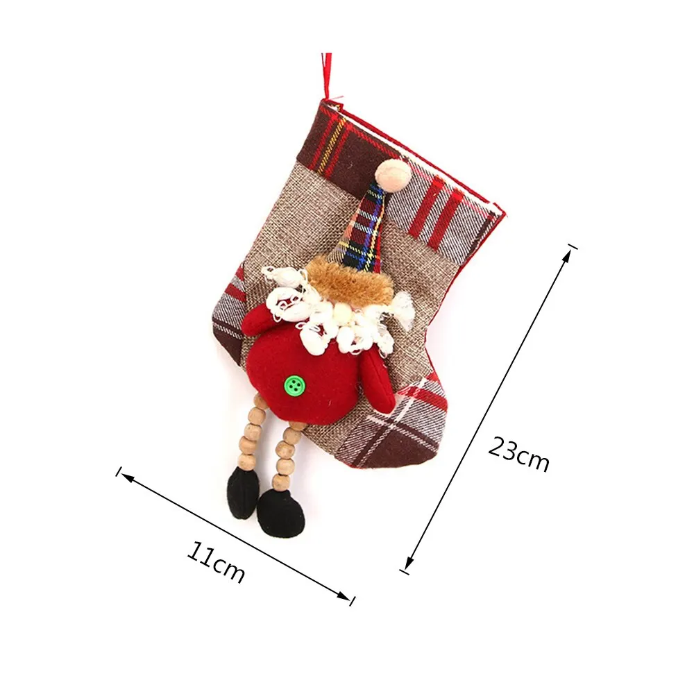 1PC X Детские сумки для конфет, носки Санта-Клауса, подарок, рождественские чулки, висячие украшения, держатели для подарков, украшения для рождественской елки - Цвет: 1PC X
