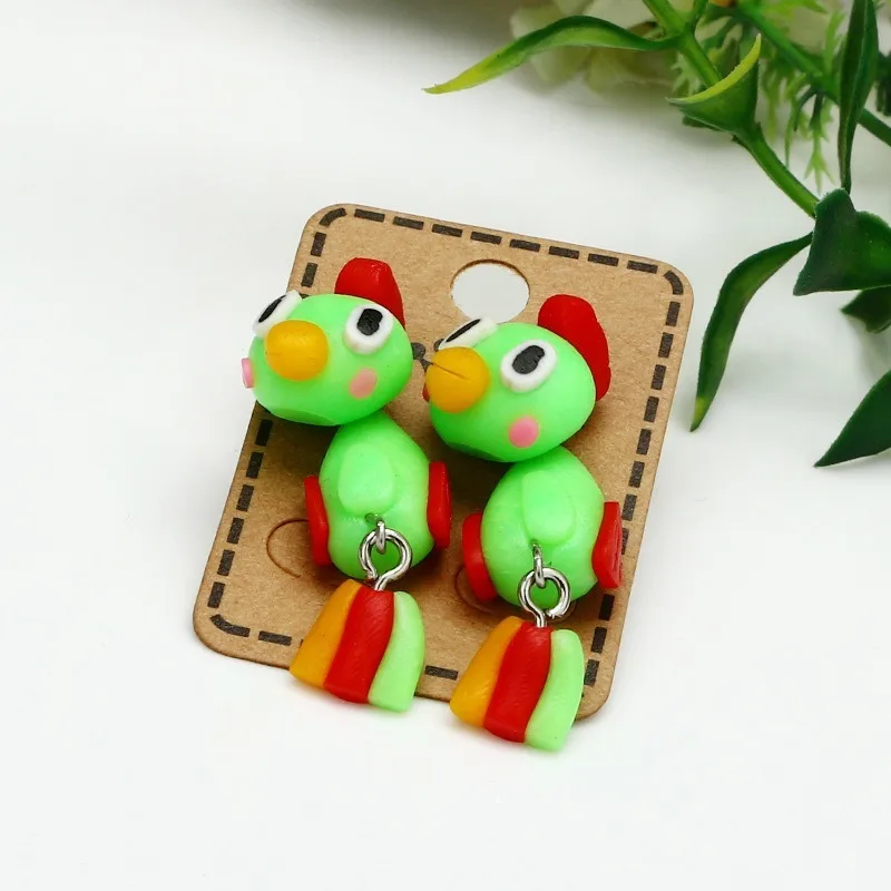 

30 Polymer Clay Clay Clay Clay Lovely Parrot Earrings Earrings for Women Girls Fashion Jewelry Handmade 3D Animal Stud Gifts