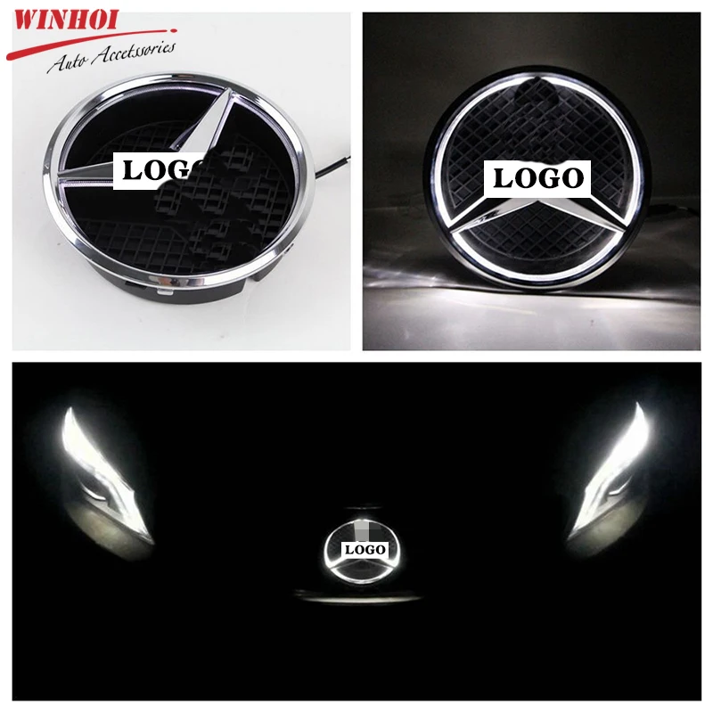 Car Grill Emblem with LED Light for Mercedes Benz E/A/B/ML/GL/CLA/CLS/R/C/GLA/SLK/GLK Class Viano Replace Insignia Badge |