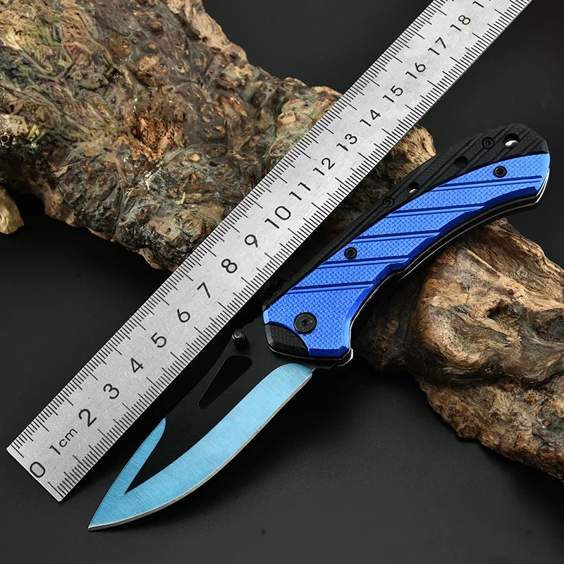 

Portable Stainless Steel Shape Knife Camping Outdoor Survival Supplies Tools Foldable Pocket Knife Mini Knife Blue Blade