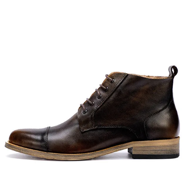 Ботинки мужские из натуральной кожи винтажные броги обувь ручной работы в