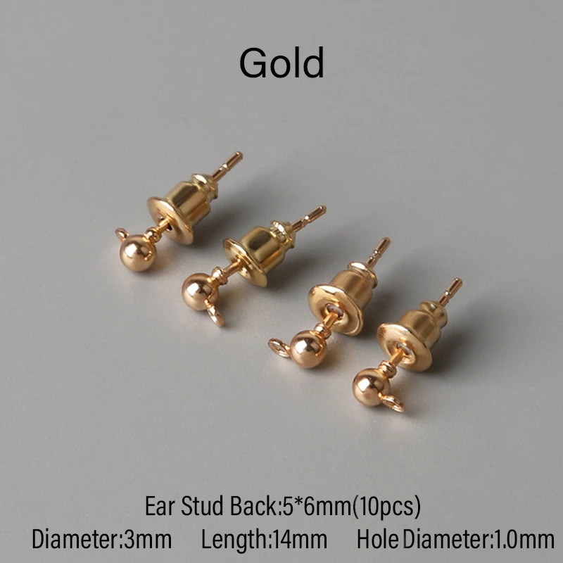 

10 Set Gold Rhodium Silver Earring Hooks Clasps And Ear Stud Back Stopper DIY Handmade Jewelry Ear Findings Making