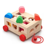 wooden geometric shape matching toy interactive building block montessori educational baby toddler sensory geometry toy