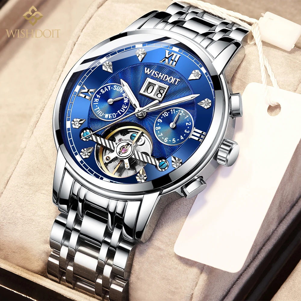 

WISHDOIT 2020 New Men's Casual Automatic Mechanical Watch Waterproof Luminous Date Watch Top Brand Men's Mechanical Watch